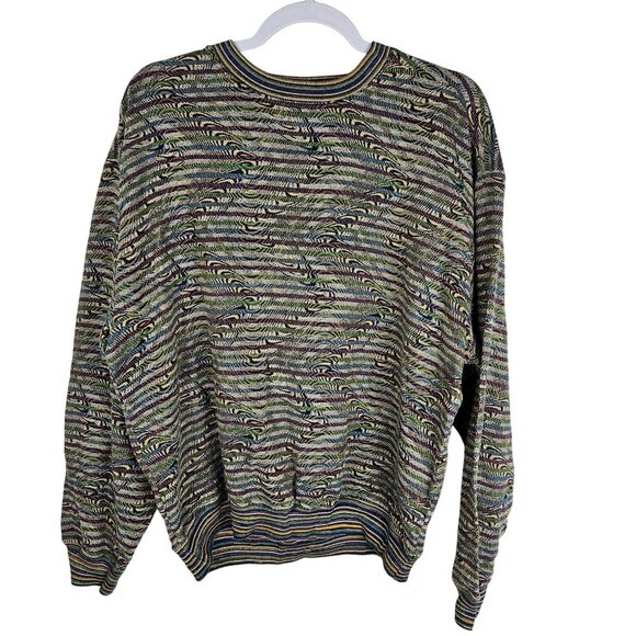 Jhane Barnes Men Large Knit Sweater Coogi Bill Cosby style Crewneck Abstract - Picture 1 of 7